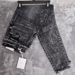 KanCan Jeans Black 11/29 High Rise Super Skinny Raw Hem Distressed 2 Button